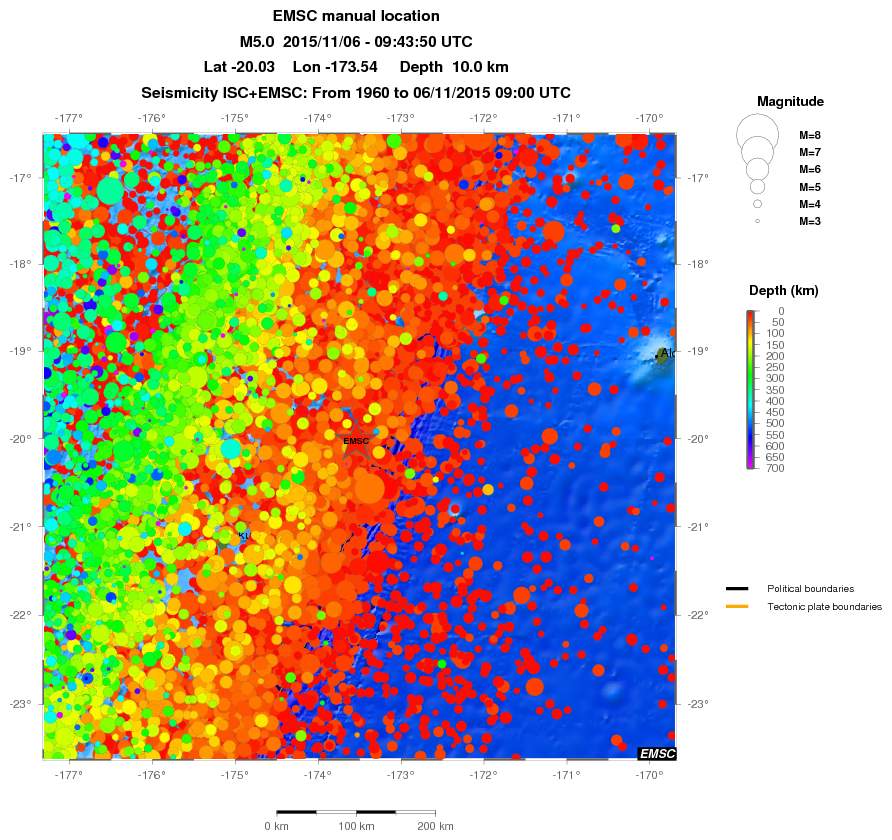regional depth historical seismicity