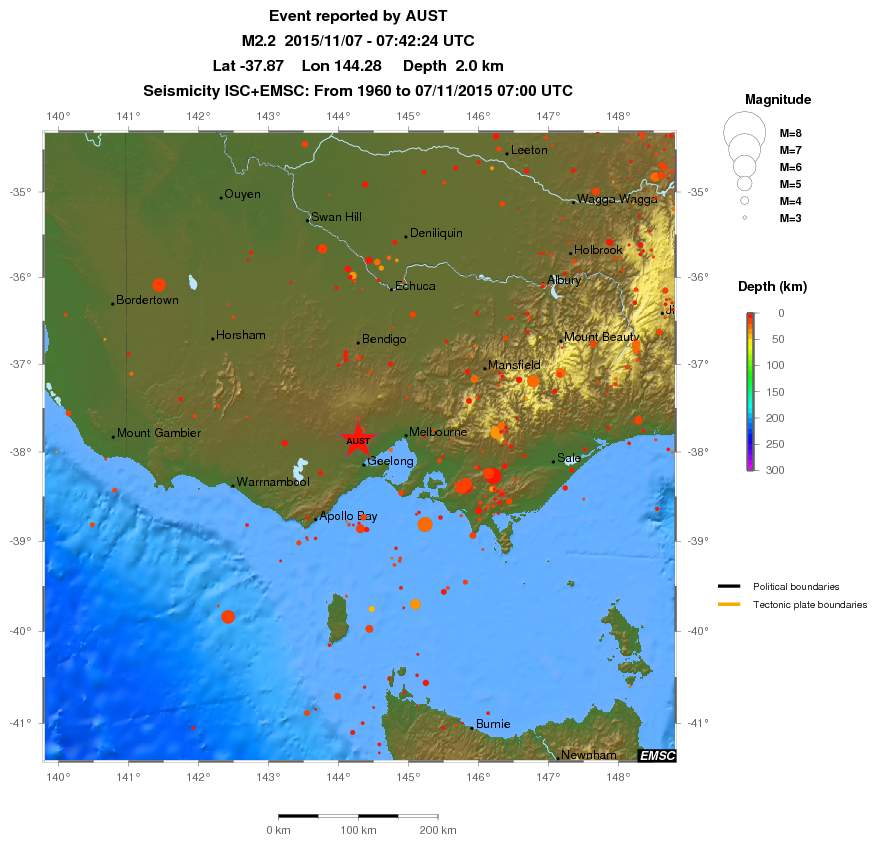 regional depth historical seismicity