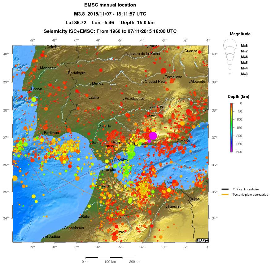 regional depth historical seismicity