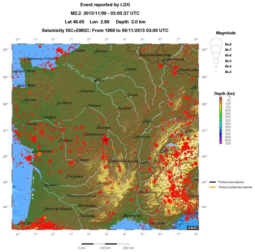 regional depth historical seismicity