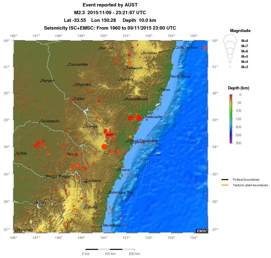 regional depth historical seismicity