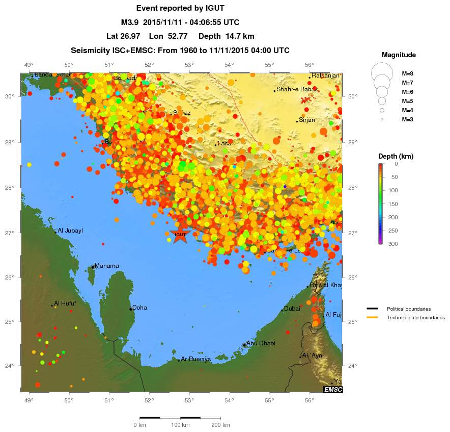 regional depth historical seismicity
