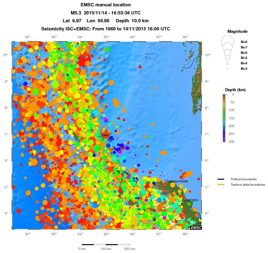 regional depth historical seismicity