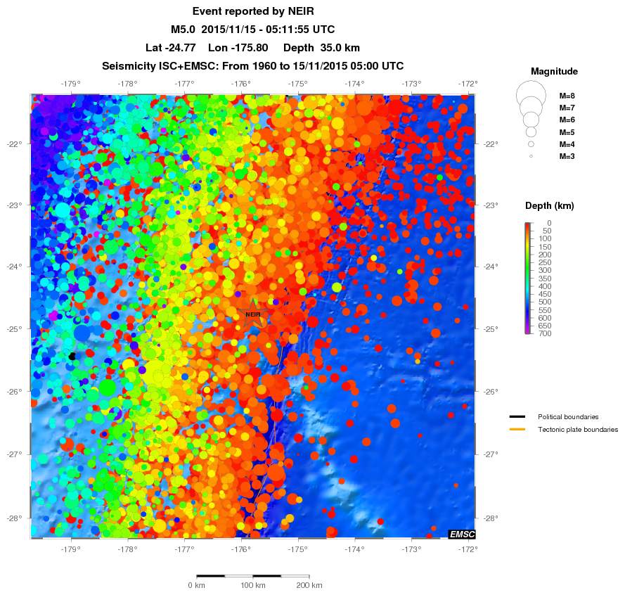 regional depth historical seismicity