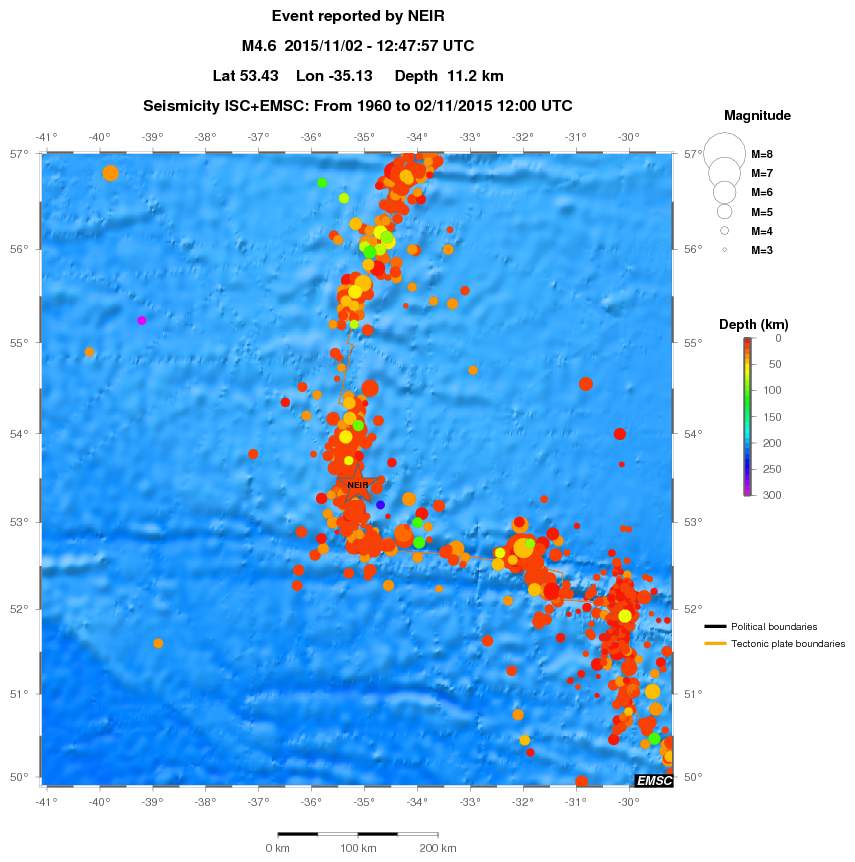 regional depth historical seismicity