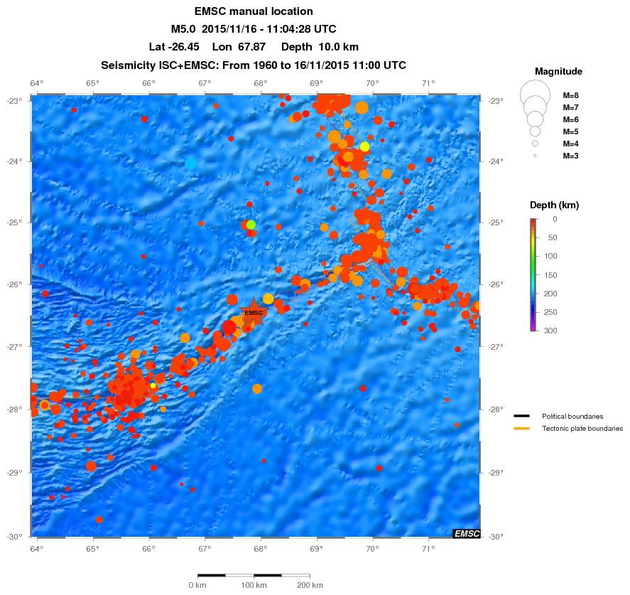 regional depth historical seismicity