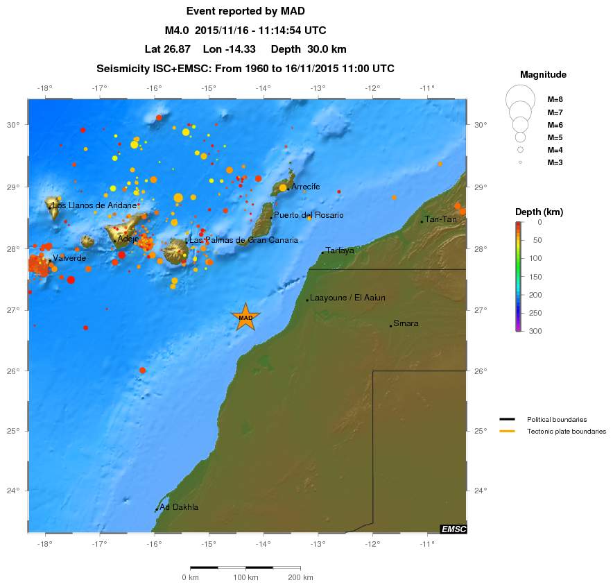 regional depth historical seismicity