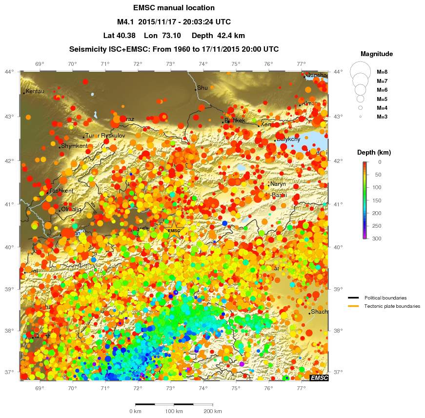 regional depth historical seismicity