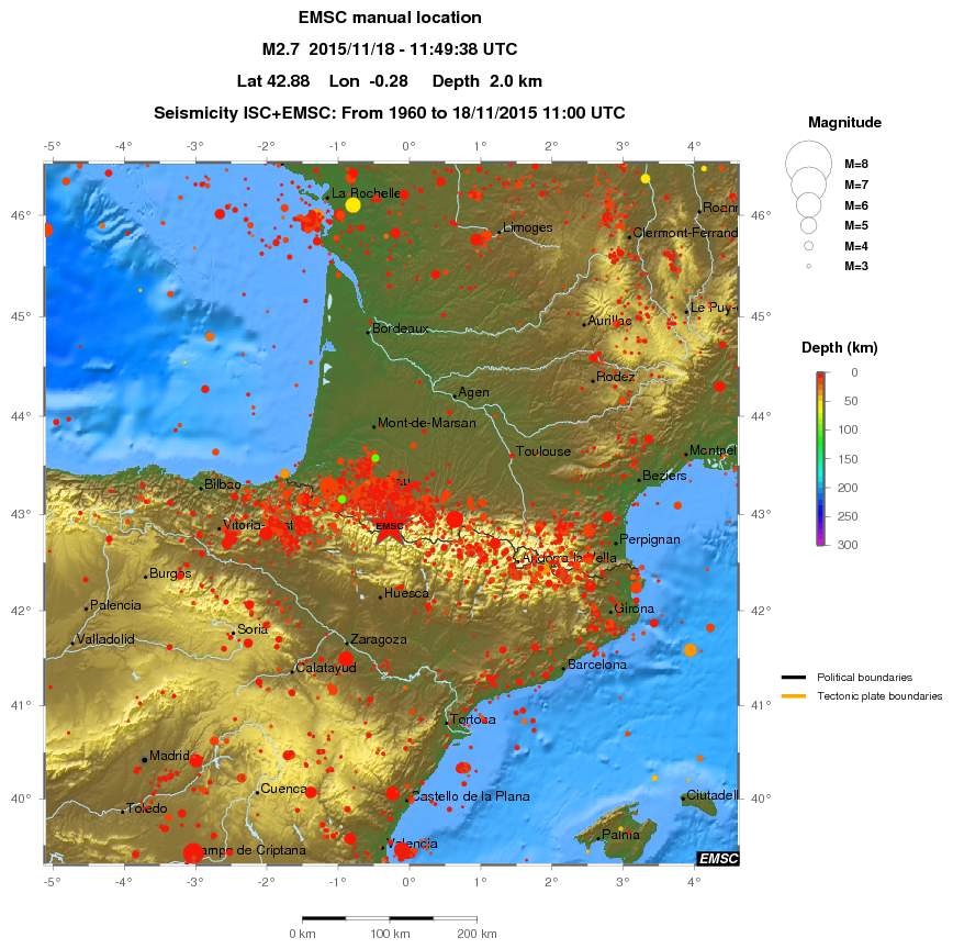 regional depth historical seismicity