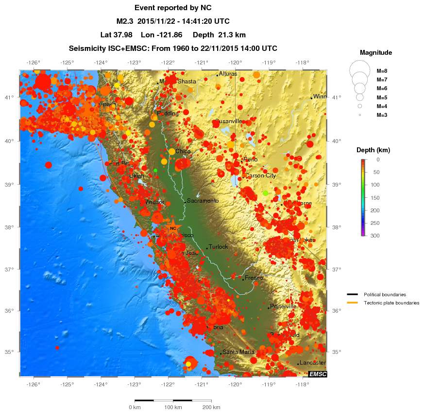 regional depth historical seismicity