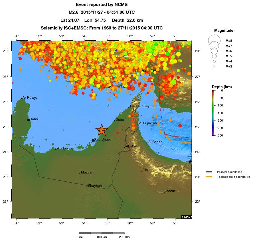 regional depth historical seismicity