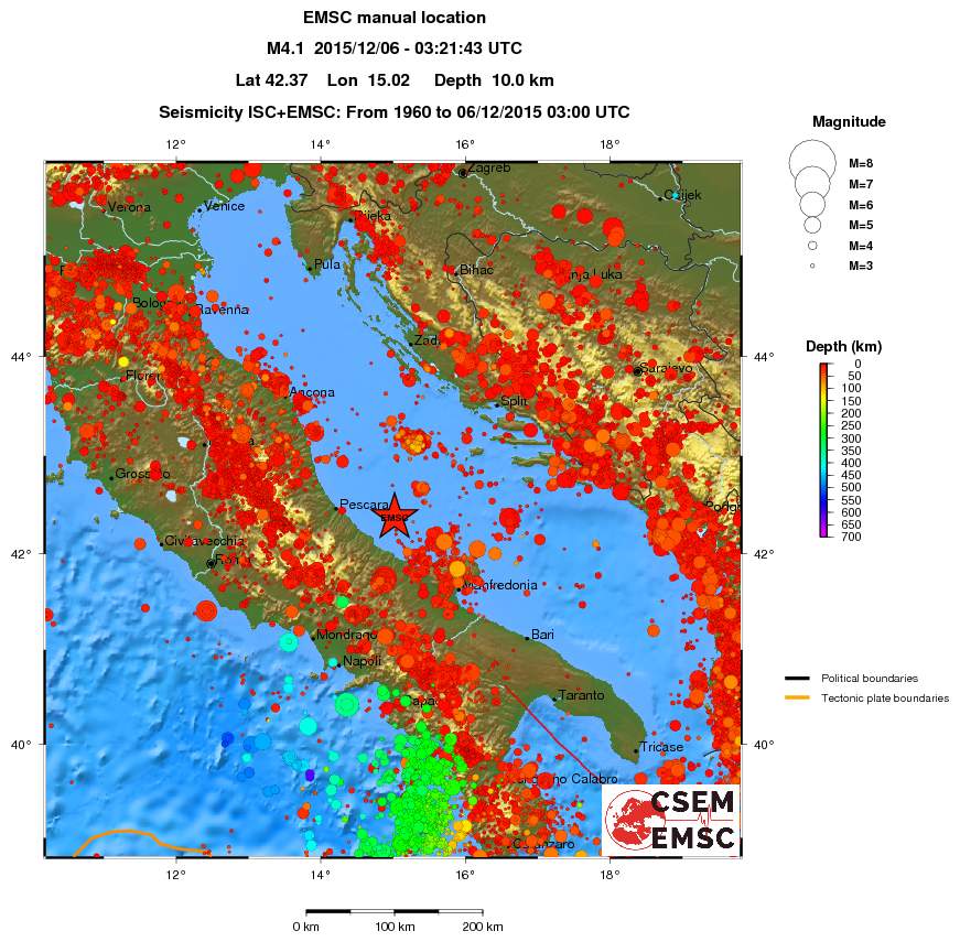 regional depth historical seismicity