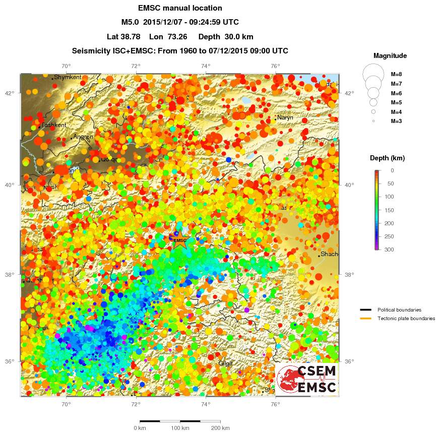 regional depth historical seismicity