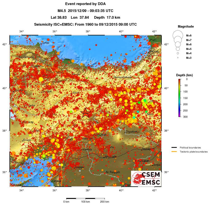 regional depth historical seismicity