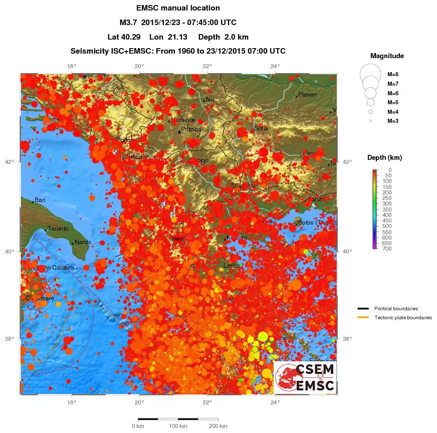 regional depth historical seismicity