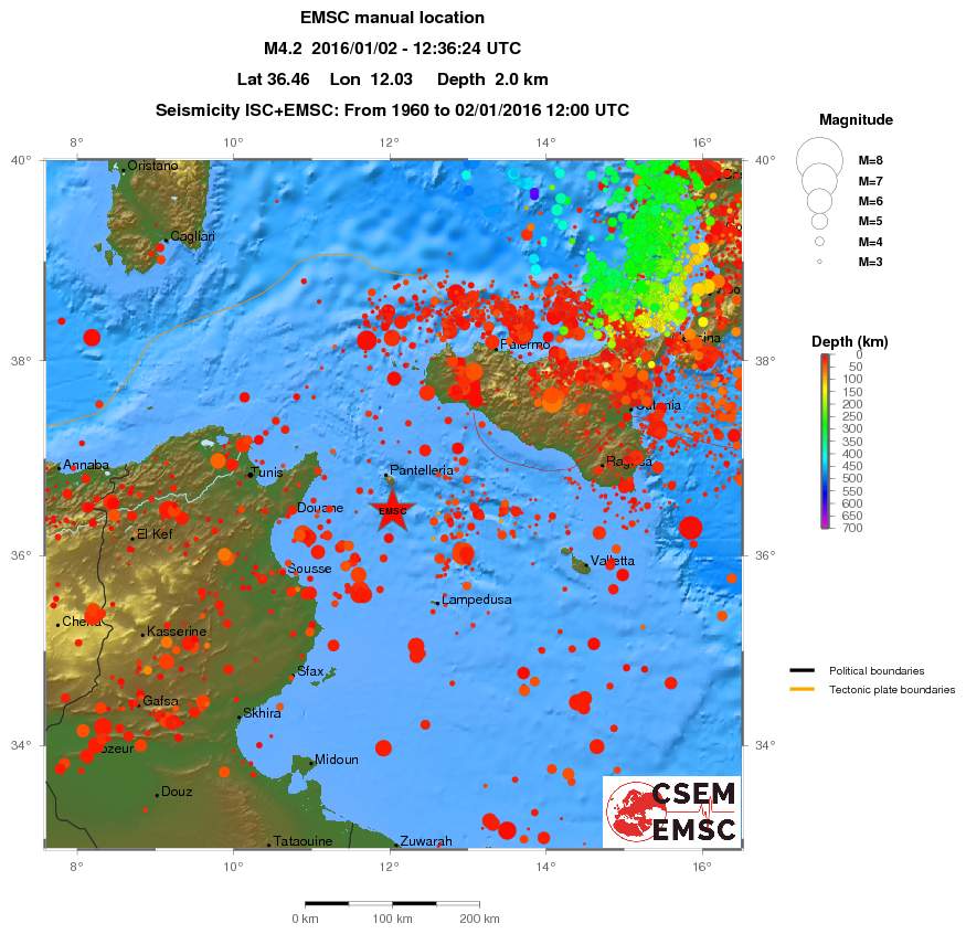 regional depth historical seismicity