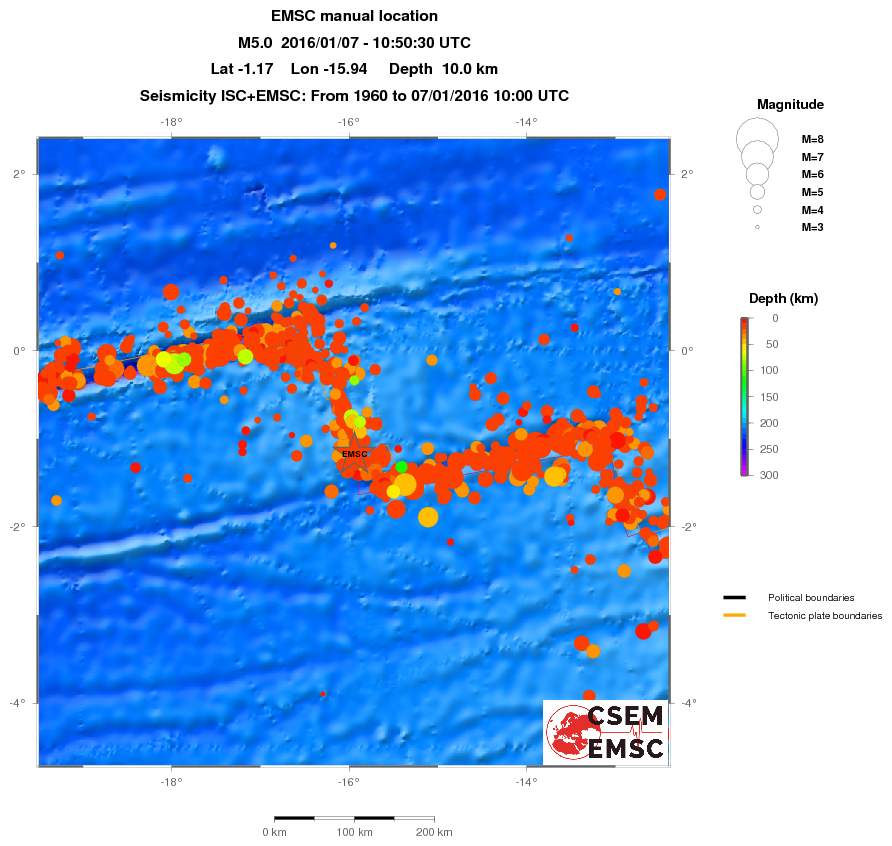 regional depth historical seismicity