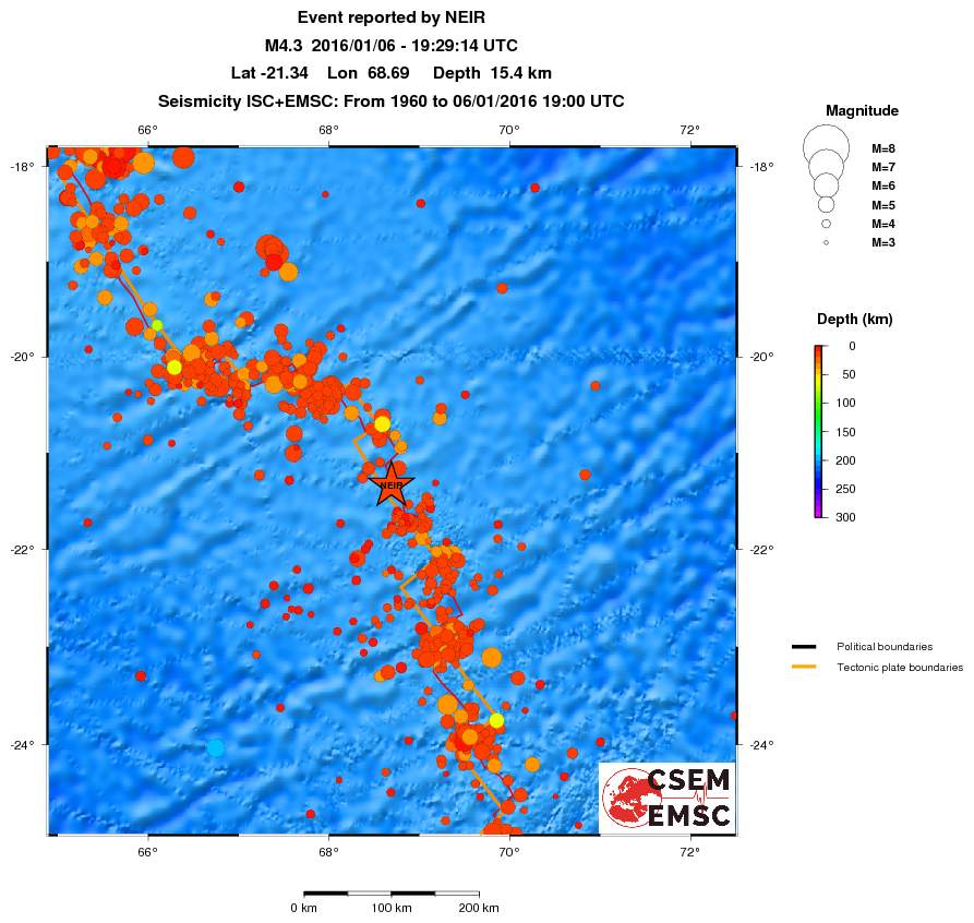 regional depth historical seismicity