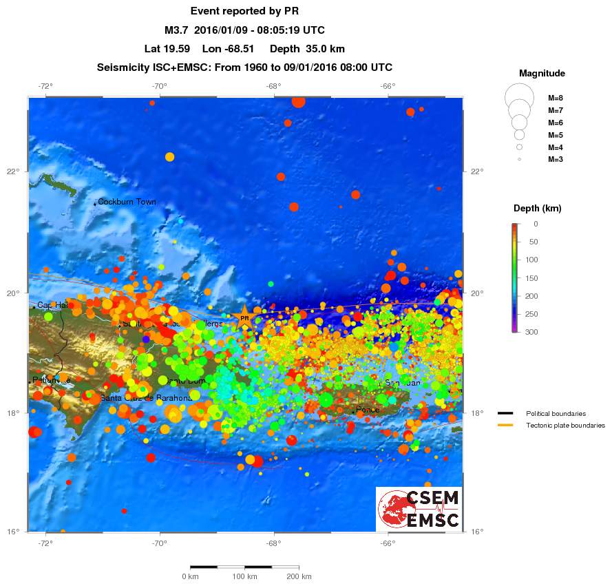 regional depth historical seismicity