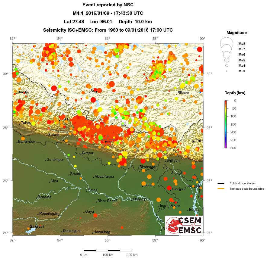 regional depth historical seismicity