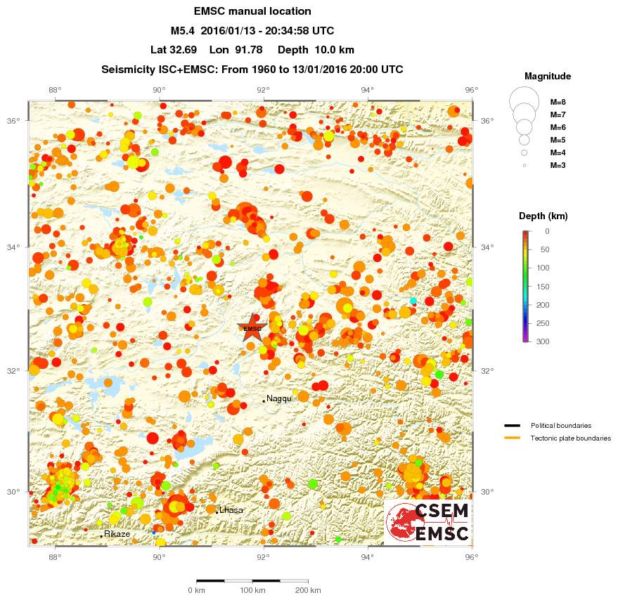 regional depth historical seismicity