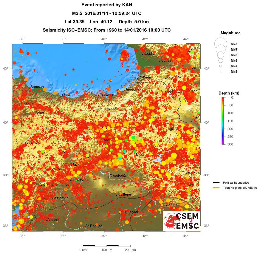 regional depth historical seismicity