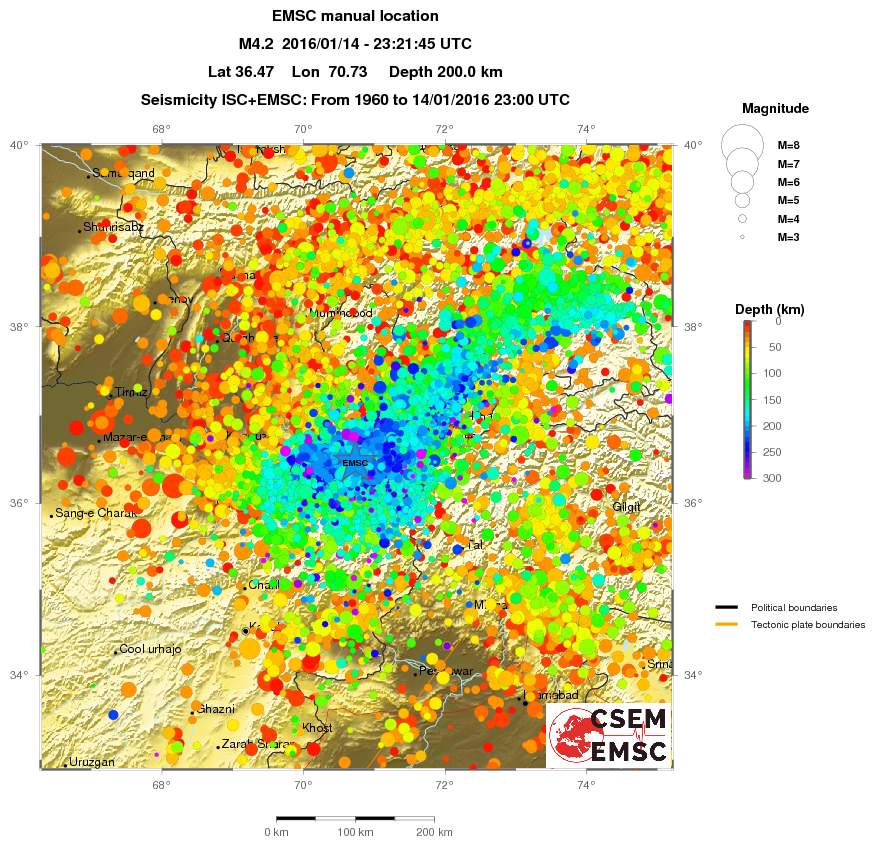 regional depth historical seismicity