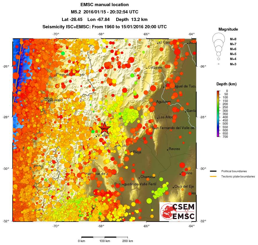 regional depth historical seismicity