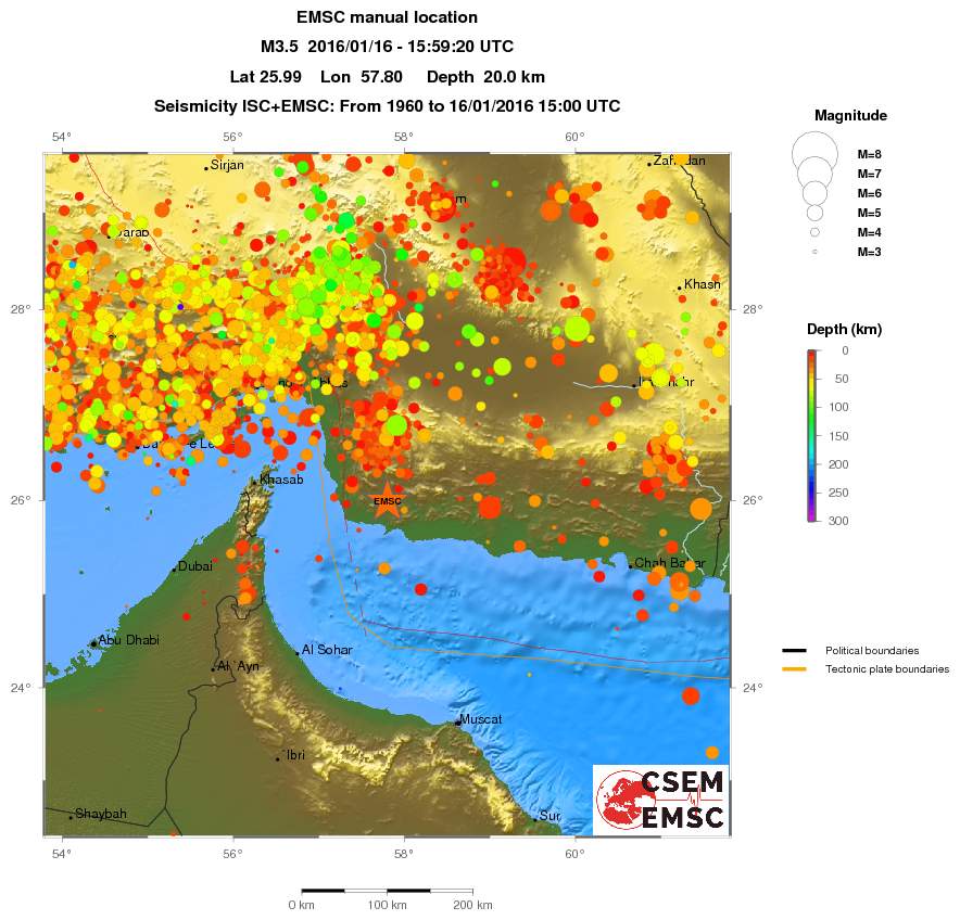 regional depth historical seismicity