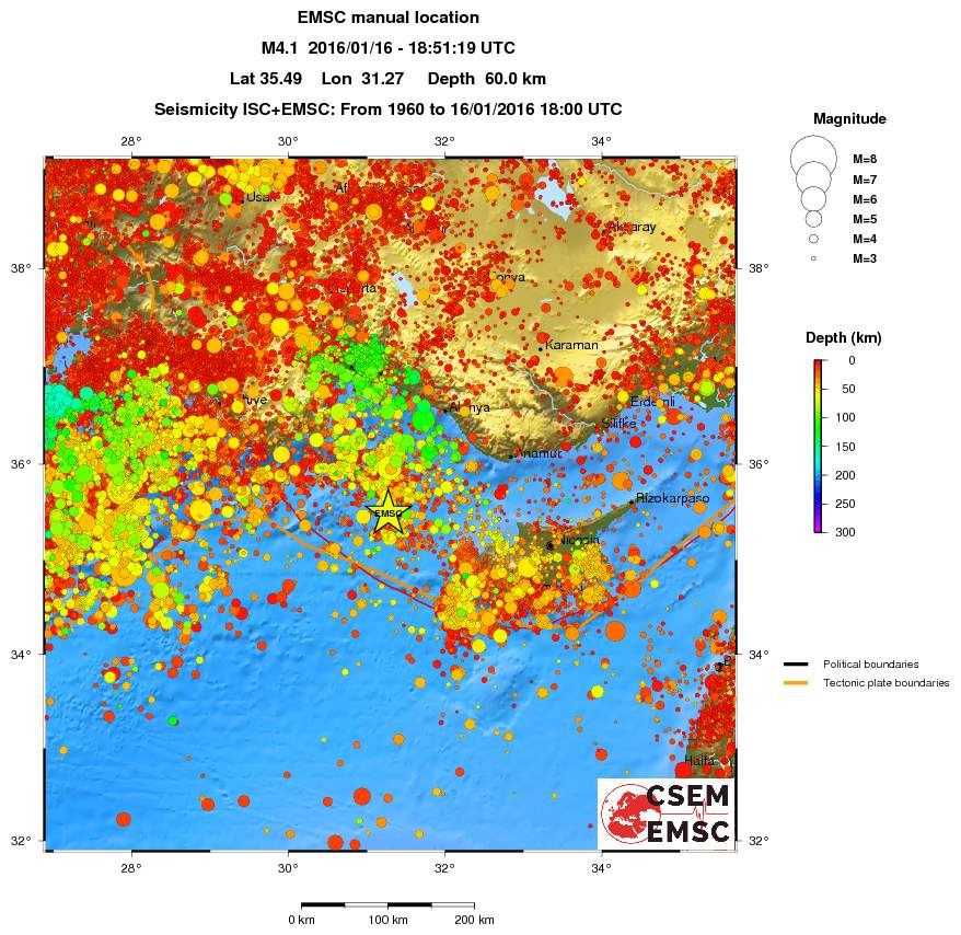 regional depth historical seismicity