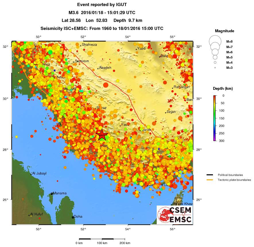 regional depth historical seismicity
