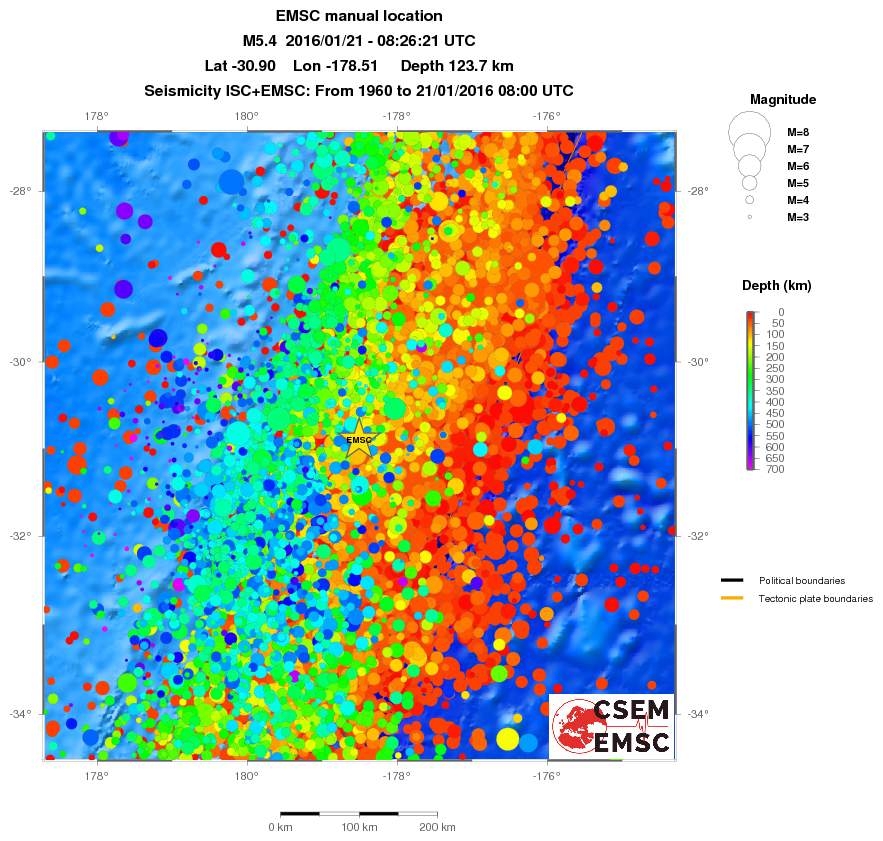 regional depth historical seismicity