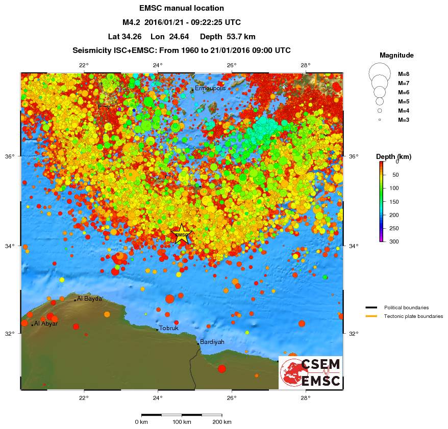 regional depth historical seismicity