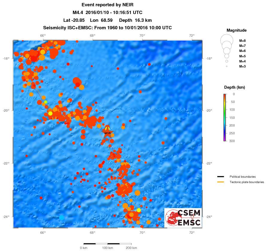 regional depth historical seismicity