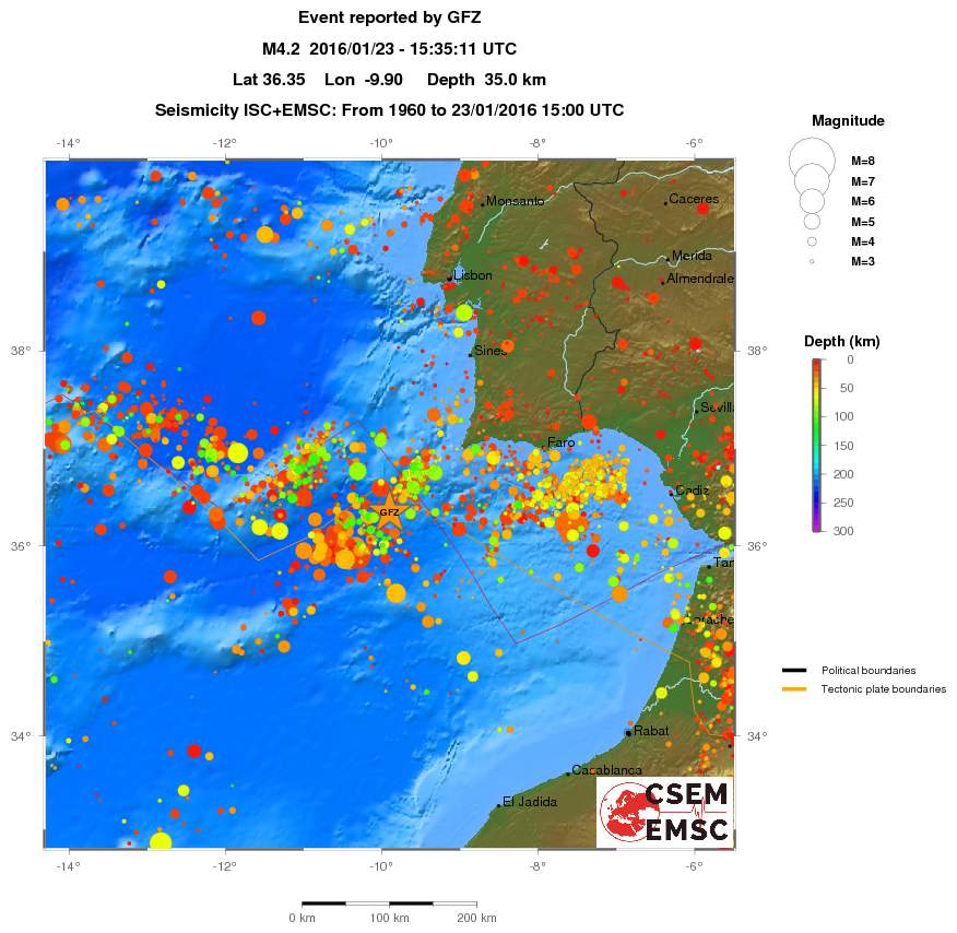 regional depth historical seismicity