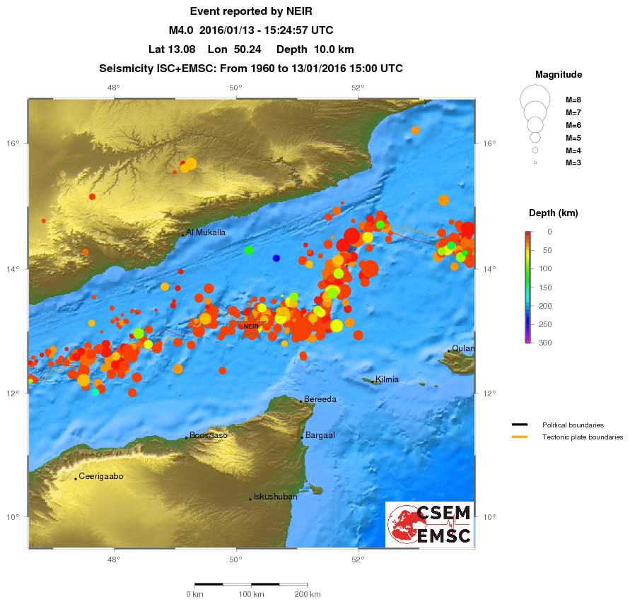 regional depth historical seismicity