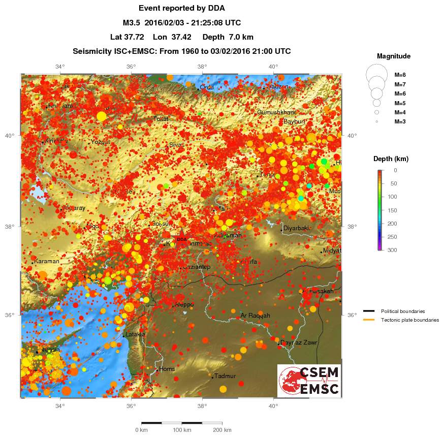 regional depth historical seismicity
