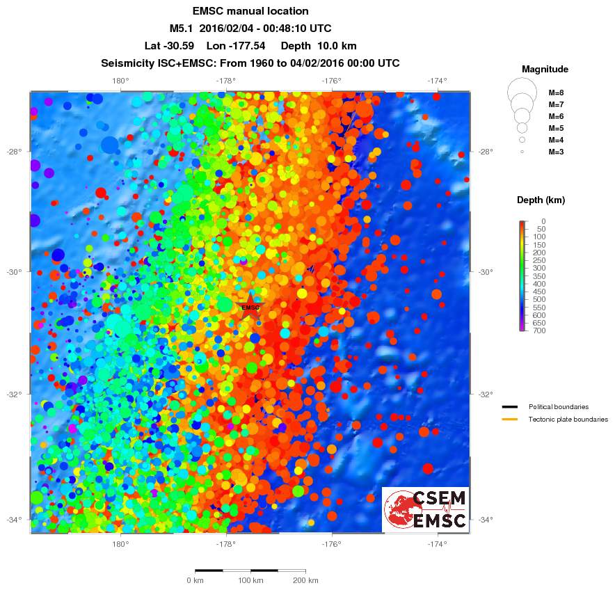 regional depth historical seismicity