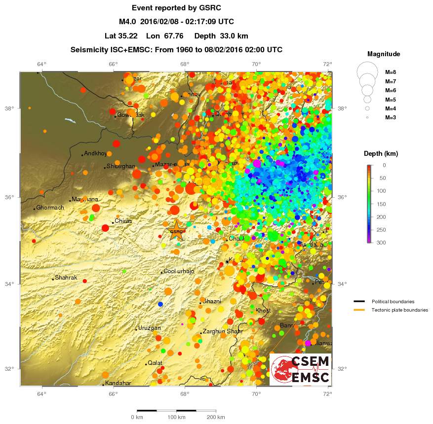 regional depth historical seismicity