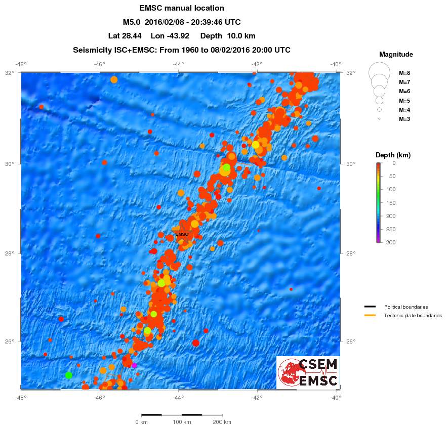 regional depth historical seismicity