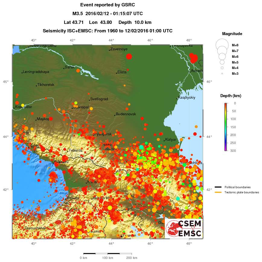 regional depth historical seismicity