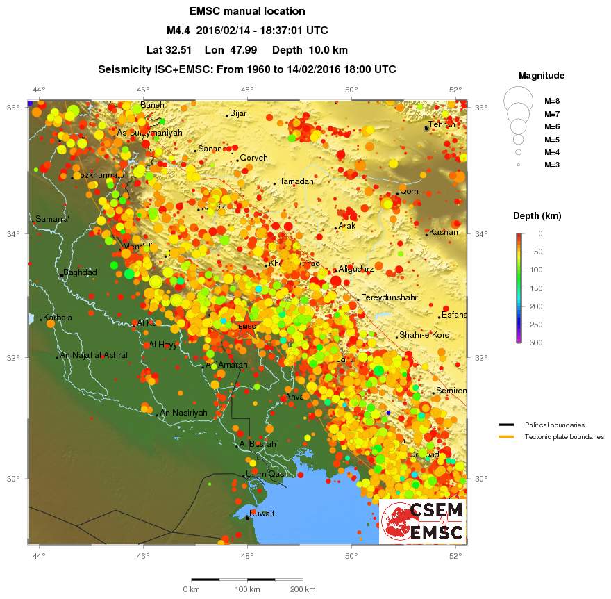 regional depth historical seismicity