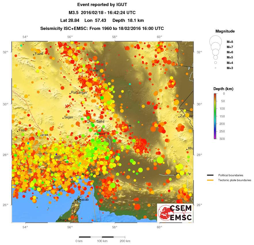 regional depth historical seismicity