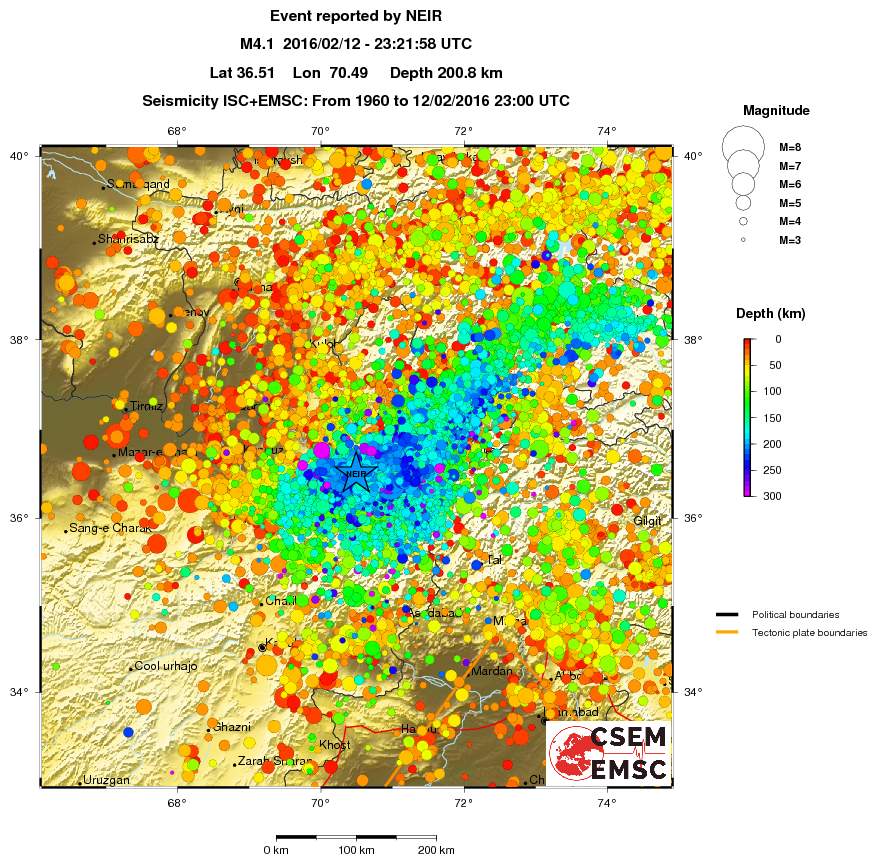 regional depth historical seismicity