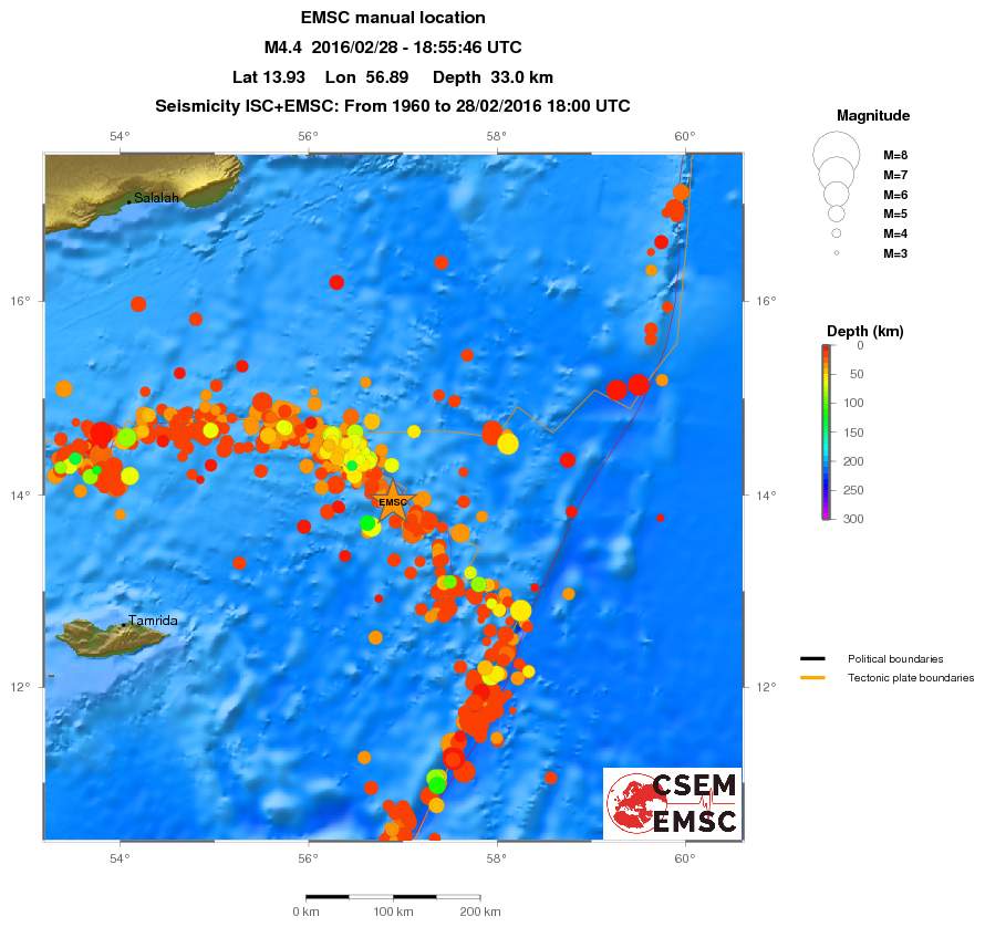 regional depth historical seismicity
