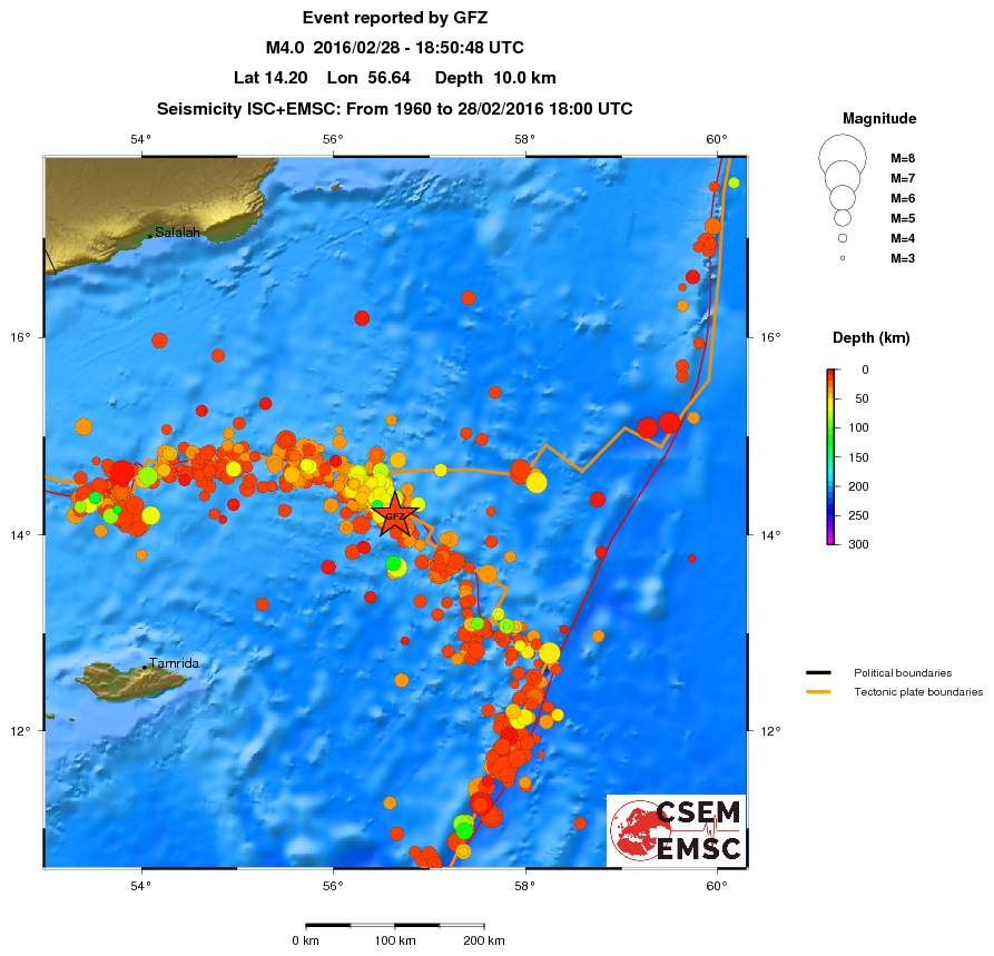 regional depth historical seismicity