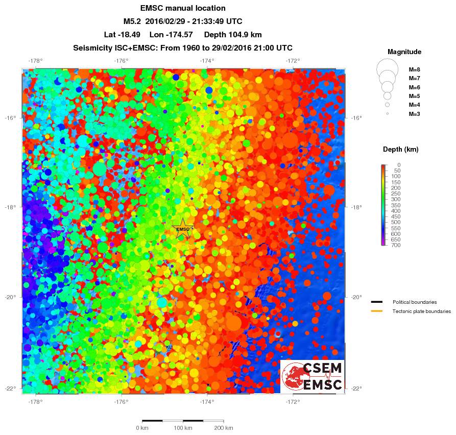 regional depth historical seismicity