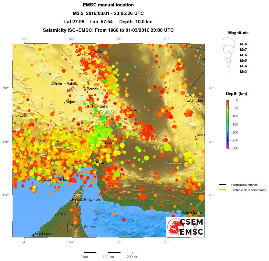 regional depth historical seismicity