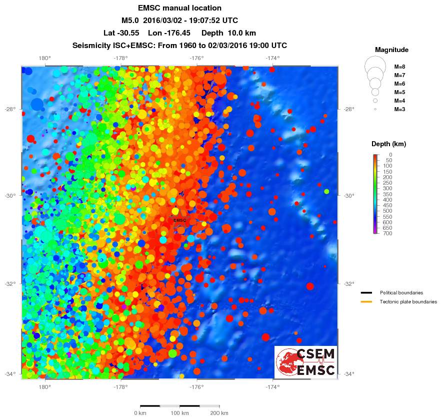 regional depth historical seismicity