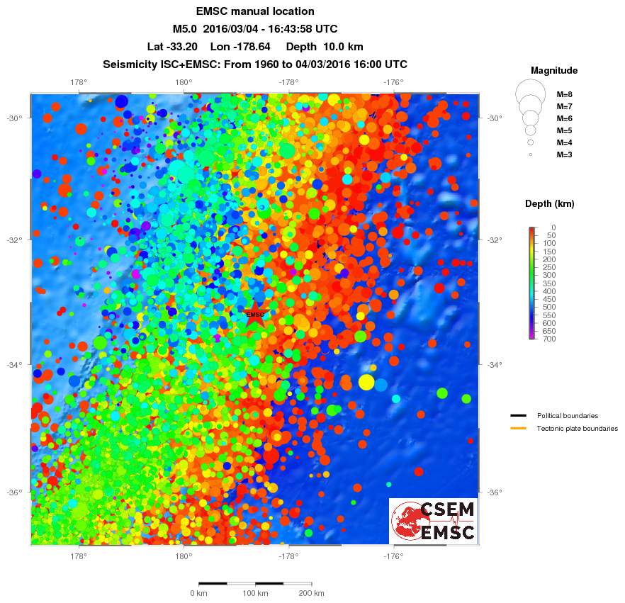 regional depth historical seismicity